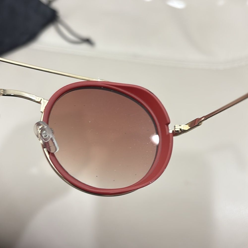 Jim Halo Round Sunglasses with Red Frame - Picture 3 of 4